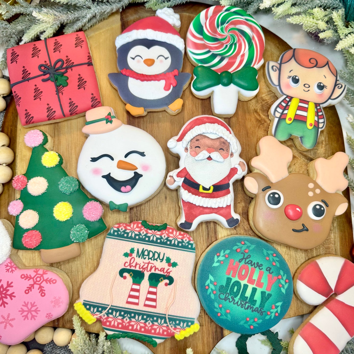 Whimsical Christmas Character Sugar Cookies