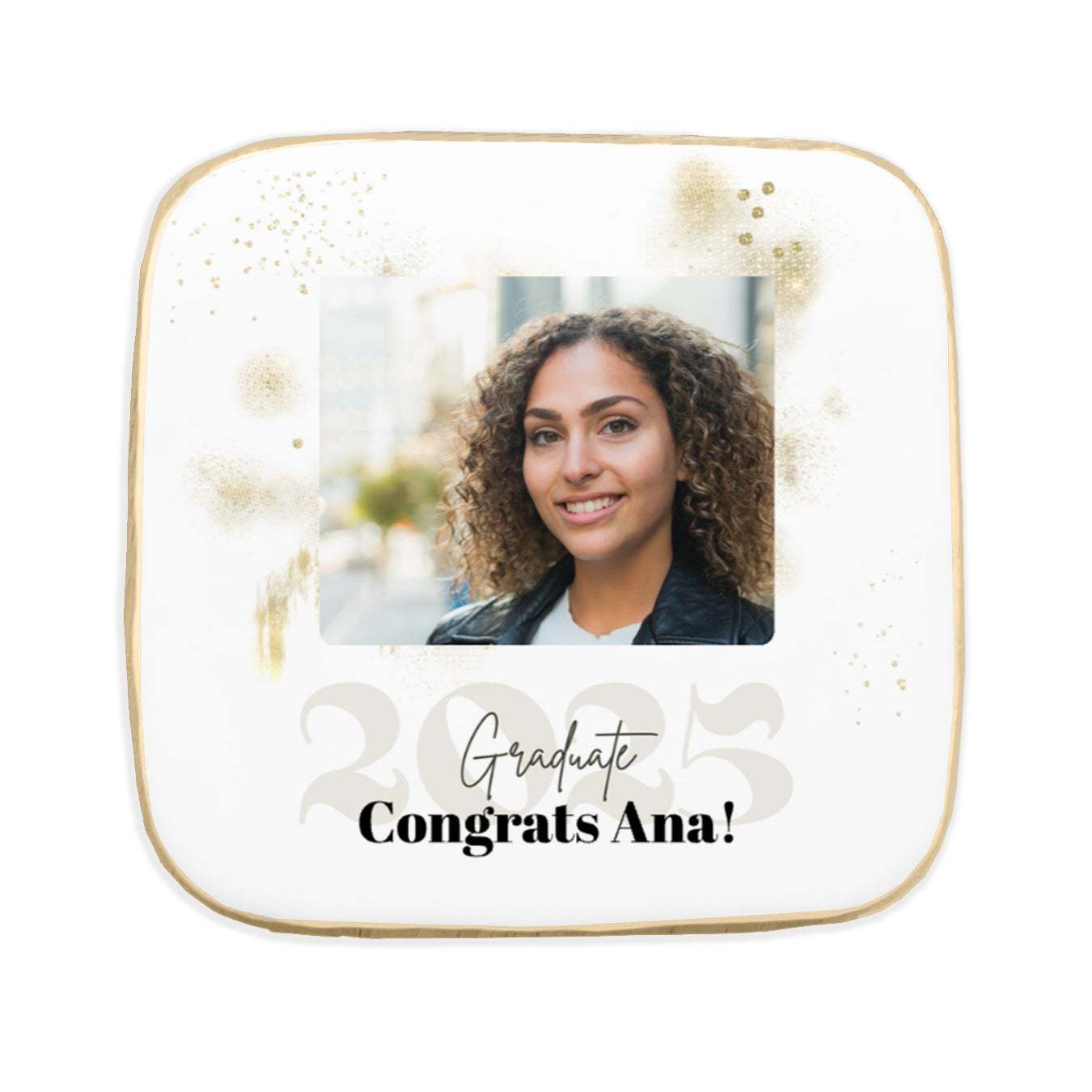 2025 Gold Graduate Photo Custom Cookies