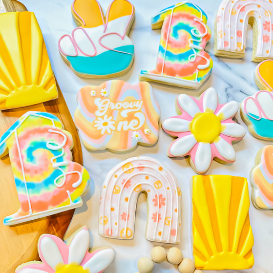 Groovy First Birthday Cookies