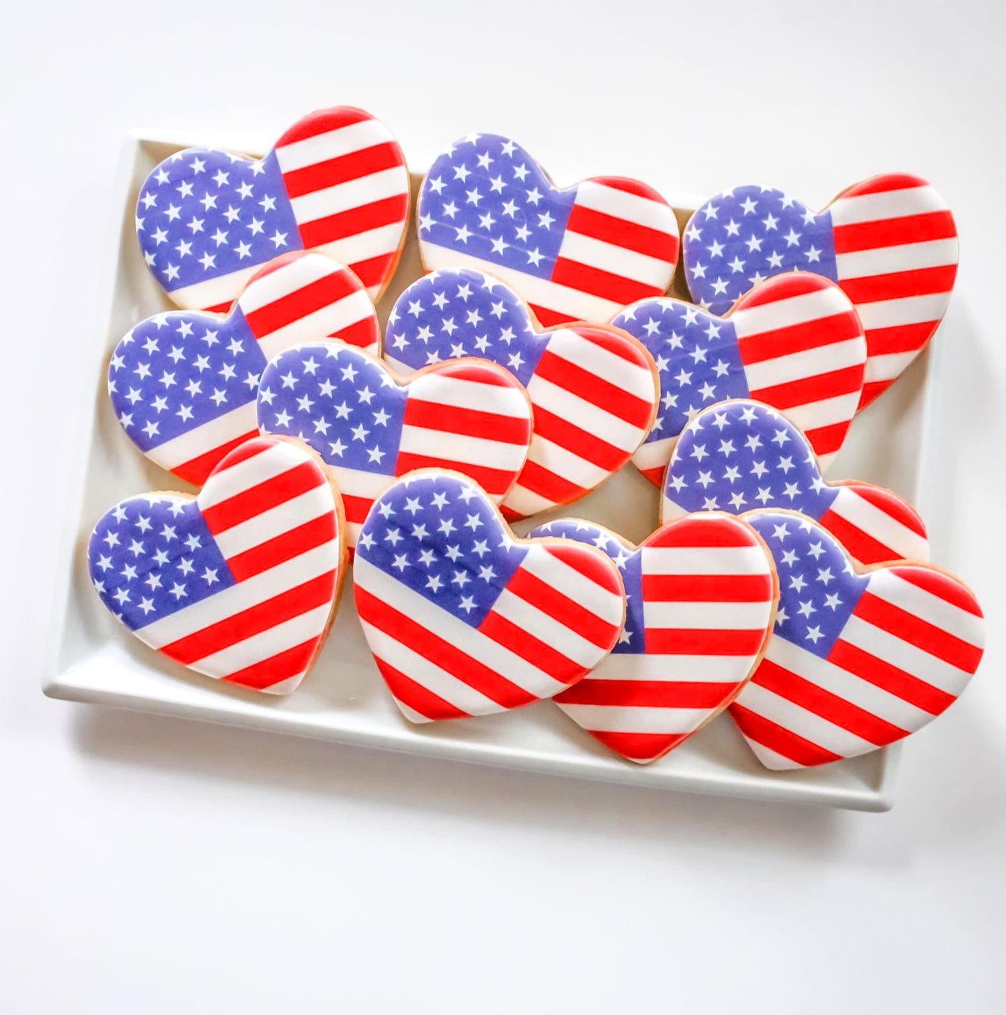Patriotic Heart-Shaped American Flag Cookies