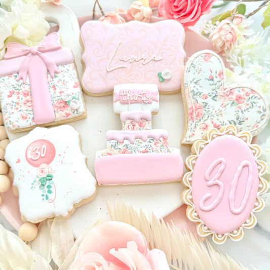 Floral 30th Birthday Cookies