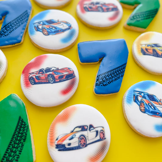 Sports Car Birthday Sugar Cookies