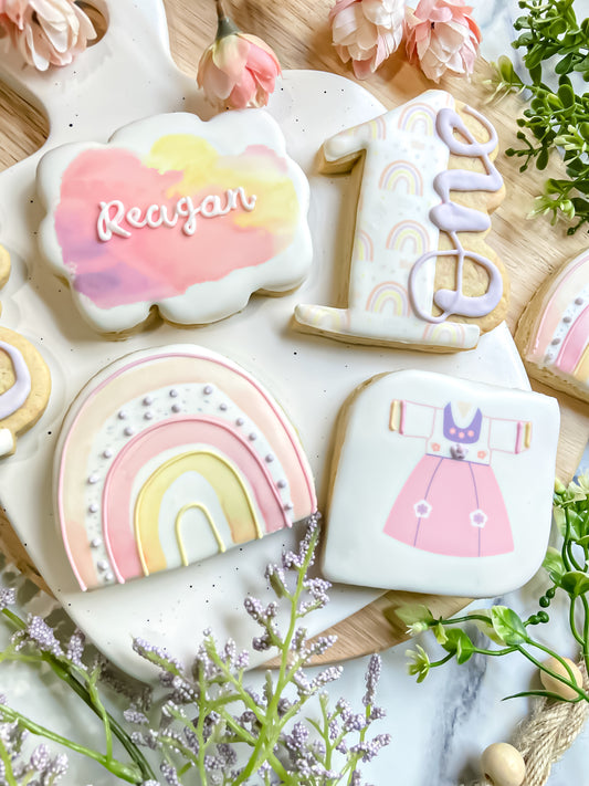 Rainbow First Birthday Cookies