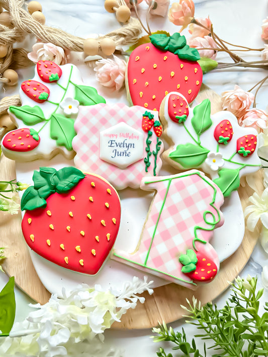 Strawberry First Birthday Cookies