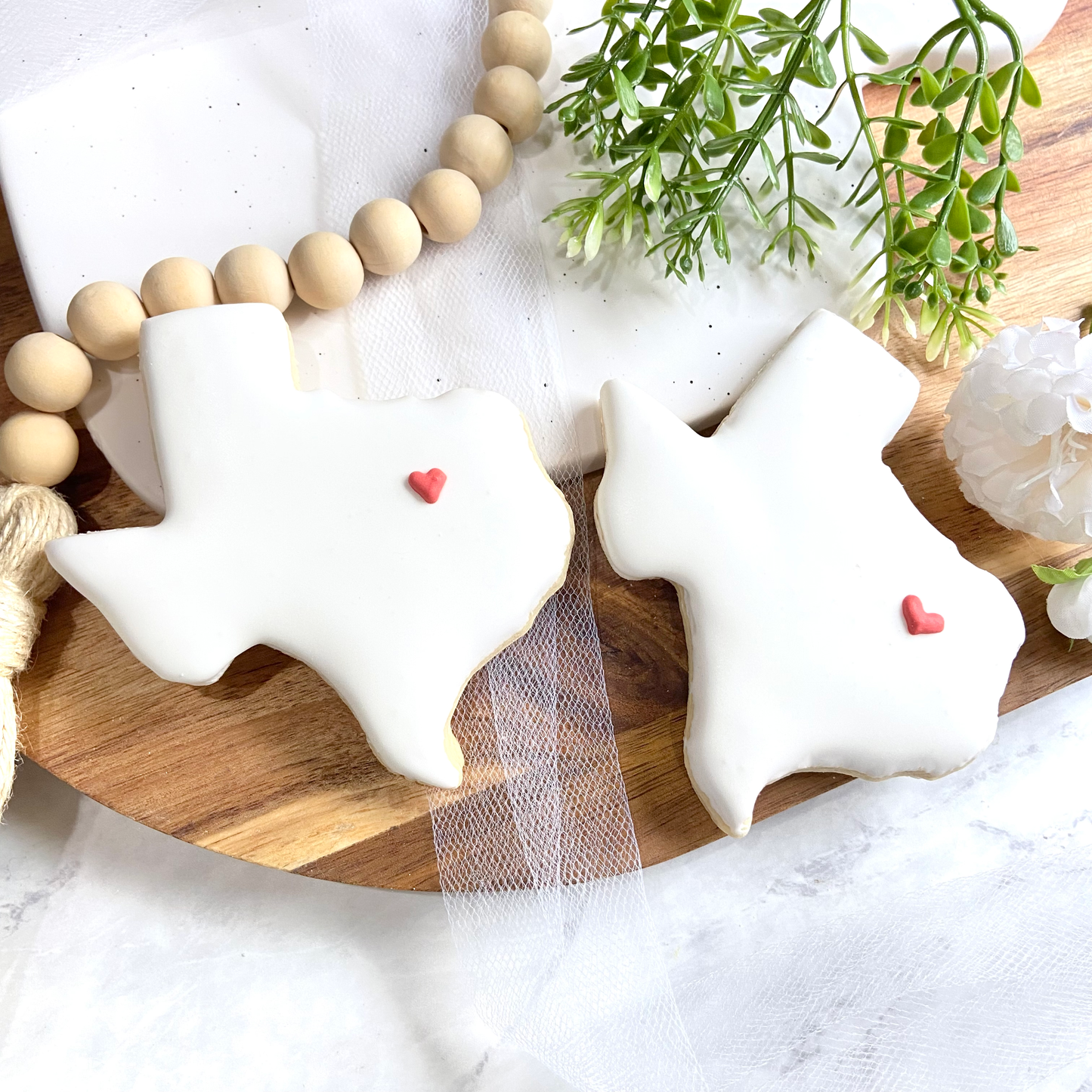 Minimalist Texas Heart Sugar Cookies