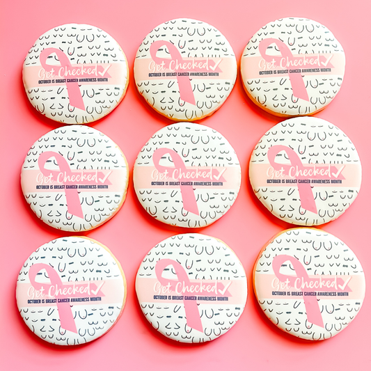 "Get Checked" Breast Cancer Awareness Cookies