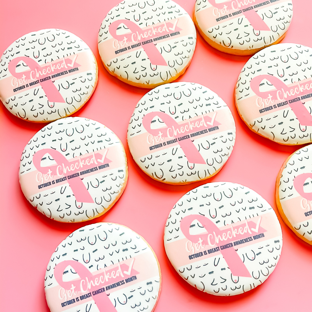 "Get Checked" Breast Cancer Awareness Cookies