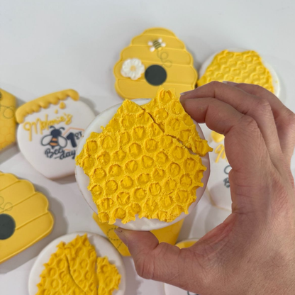 Honeycomb 1st Bee-Day Cookies