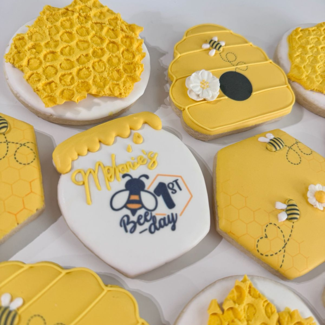 Honeycomb 1st Bee-Day Cookies