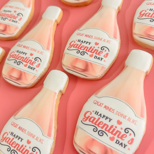 Galentine’s Champagne Bottle Sugar Cookies