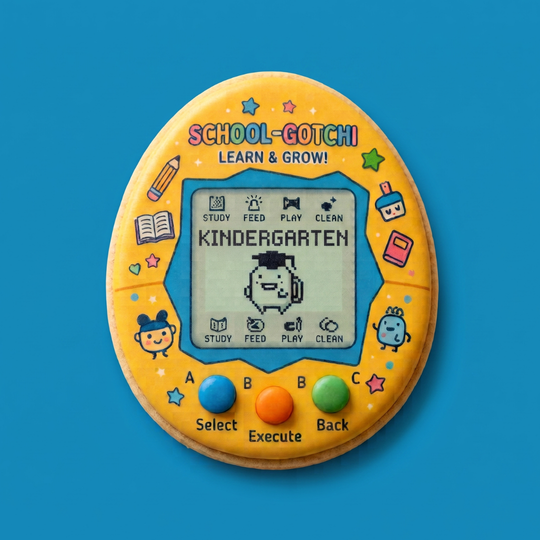 School Tamagotchi Custom Cookie