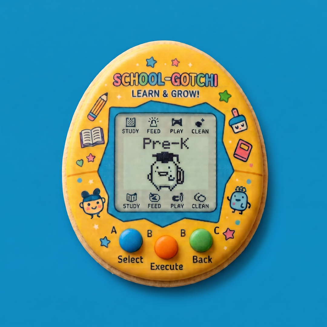 School Tamagotchi Custom Cookie