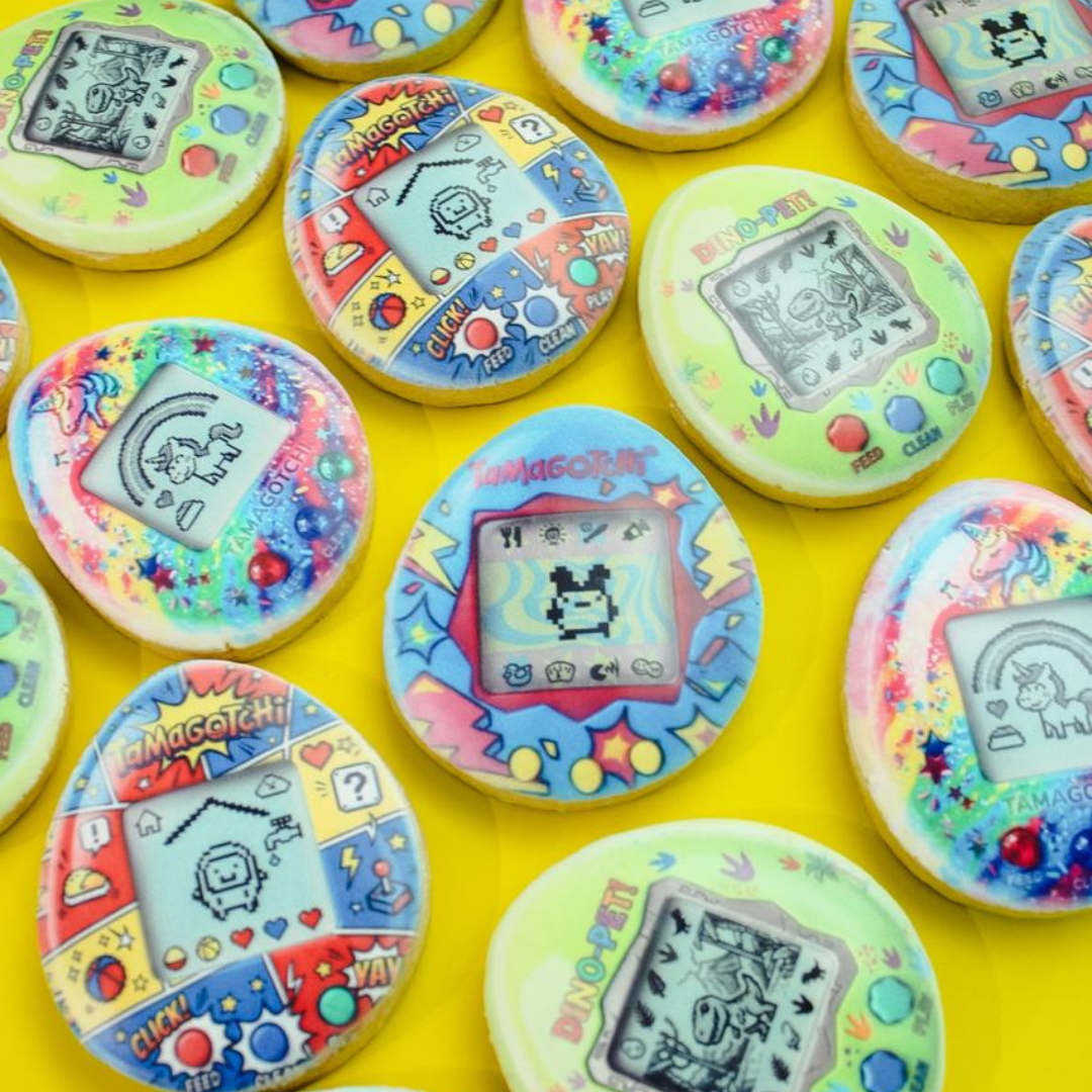 Tamagotchi and Dino-Pet Custom Sugar Cookies