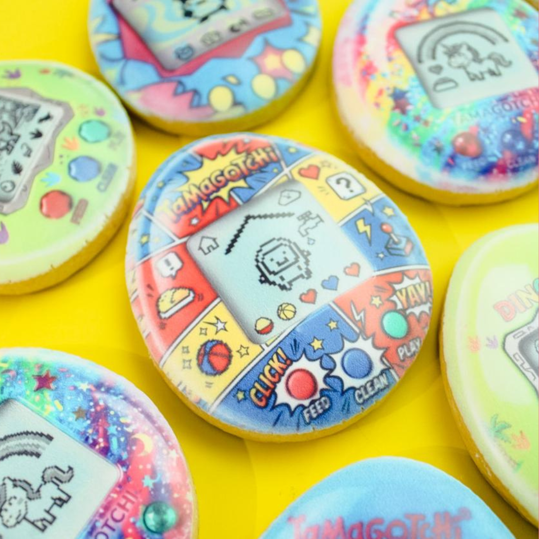 Tamagotchi and Dino-Pet Custom Sugar Cookies