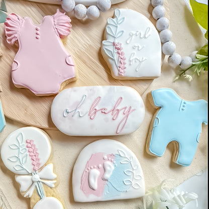 Boho Gender Reveal Baby Cookies