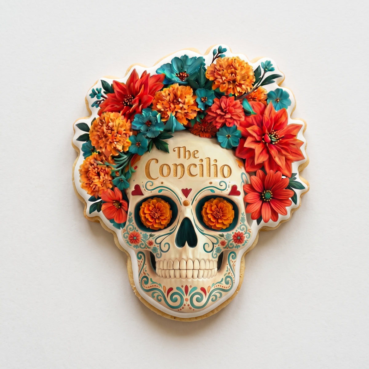 Day of the Dead Sugar Skull Cookie with Custom Text