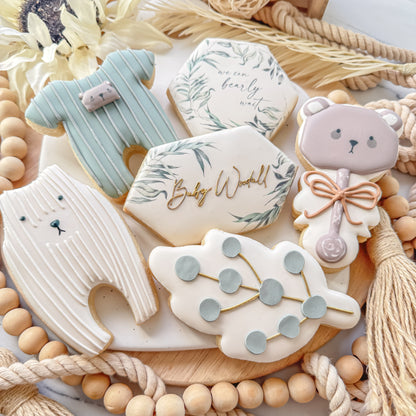 Floral Greenery Bear Baby Cookies