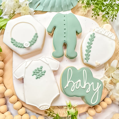 Gender Neutral Greenery Baby Cookies
