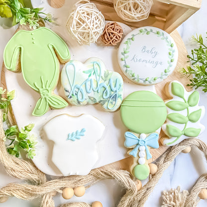 Boy or Girl Greenery Baby Cookies