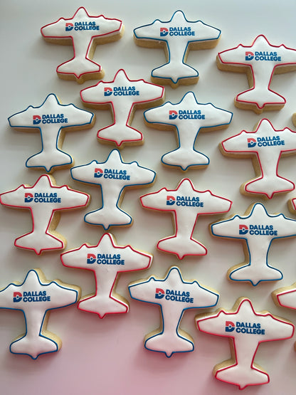 Custom Branded Airplane Logo Cookies