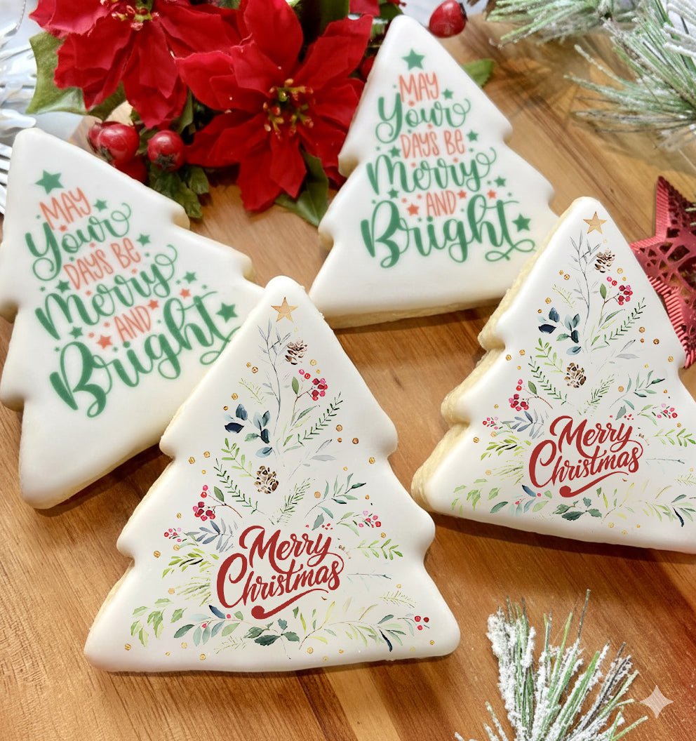 "Merry and Bright" 
Christmas Tree 
Sugar Cookies