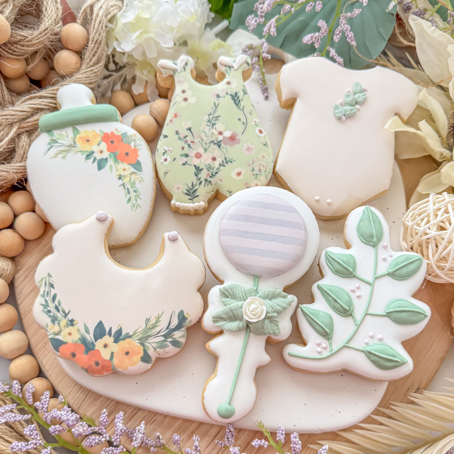 Spring Floral Baby Cookies