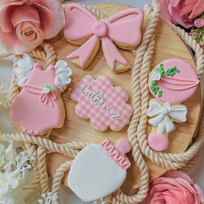 Pink Floral Plaid Baby Cookies