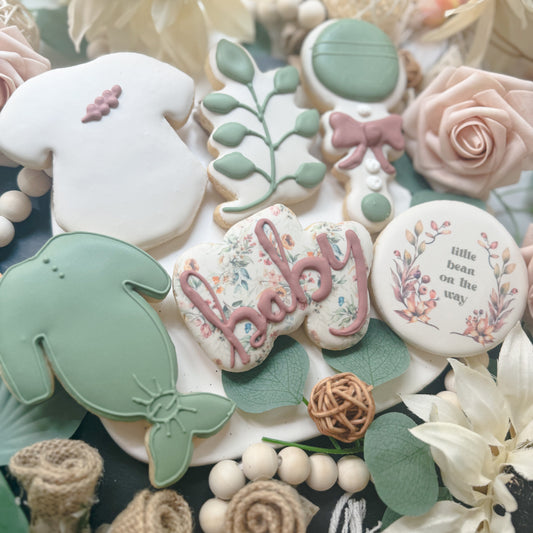 Boho Floral Baby Girl Cookies