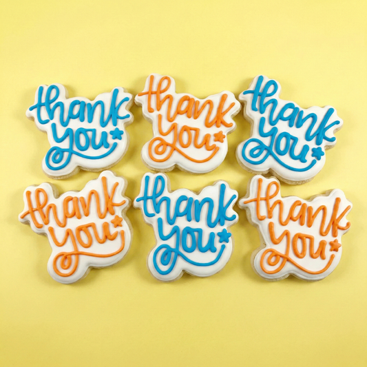 Hand-Piped "Thank You" Sugar Cookies