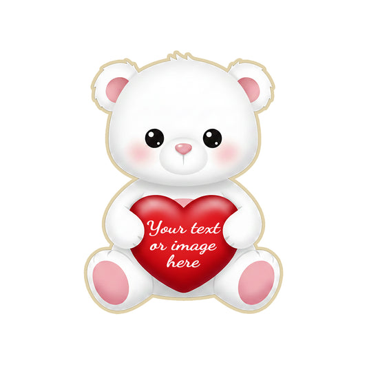 Valentine’s Teddy Bear Custom Logo Cookie