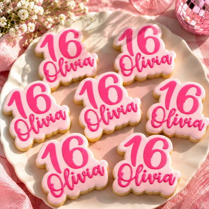 Sweet 16 Custom Name Birthday Cookies