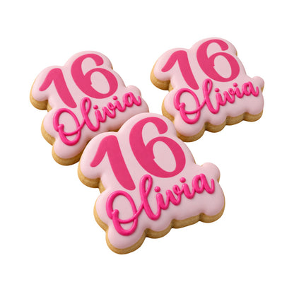 Sweet 16 Custom Name Birthday Cookies