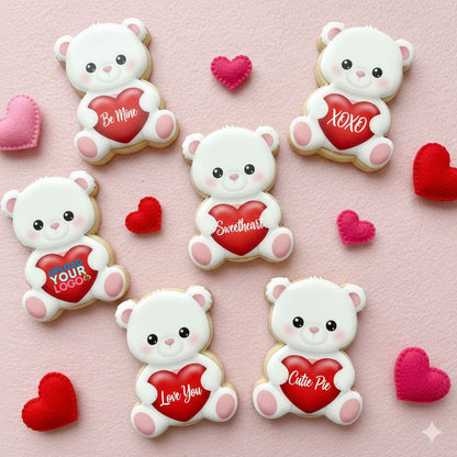 Valentine’s Teddy Bear Custom Logo Cookie