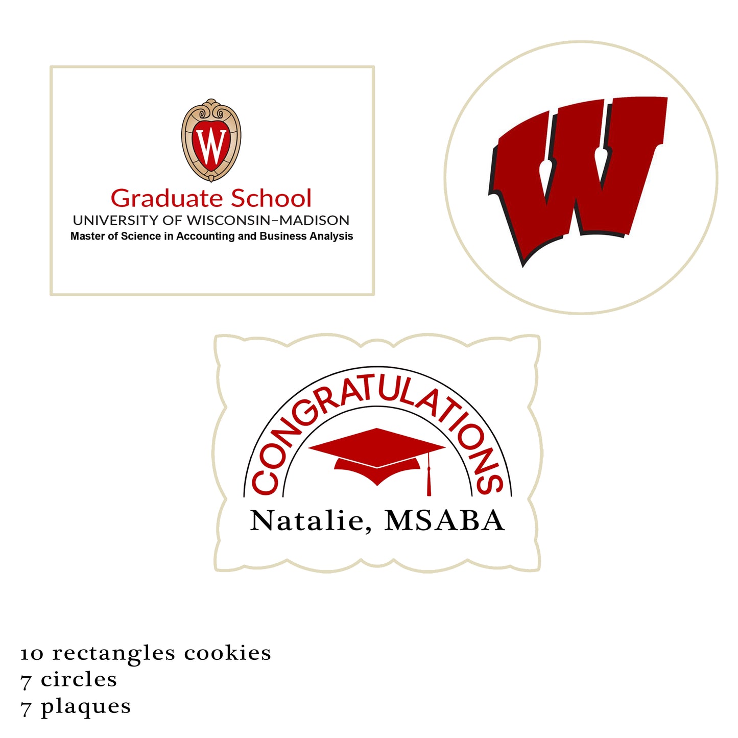 Custom Order - 24 Wisconsin Grad Cookies